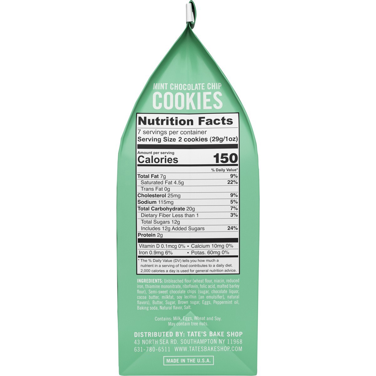 slide 60 of 61, Tate's Bake Shop Mint Chocolate Chip Cookies, Limited Edition- 7 oz, 7 oz