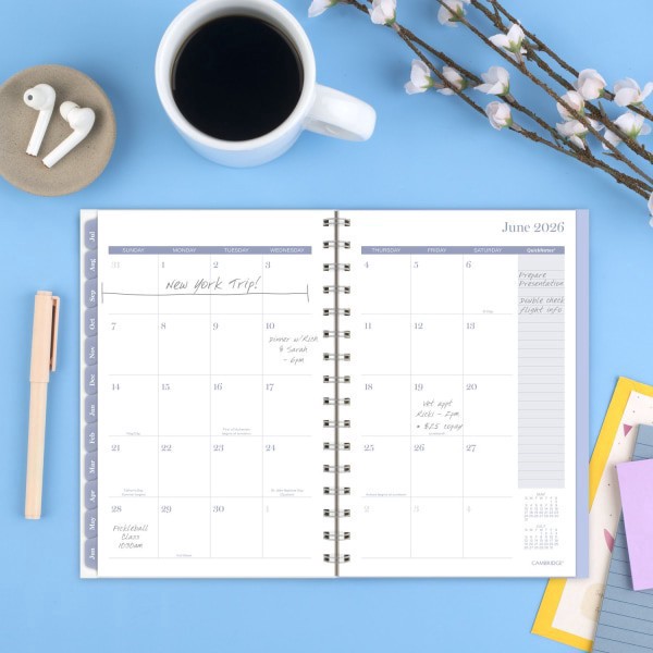 slide 4 of 10, Cambridge® Dewdrop Academic 2025-2026 Weekly Monthly Planner, Small, 5 1/2"" x 8 1/2"", 1 ct