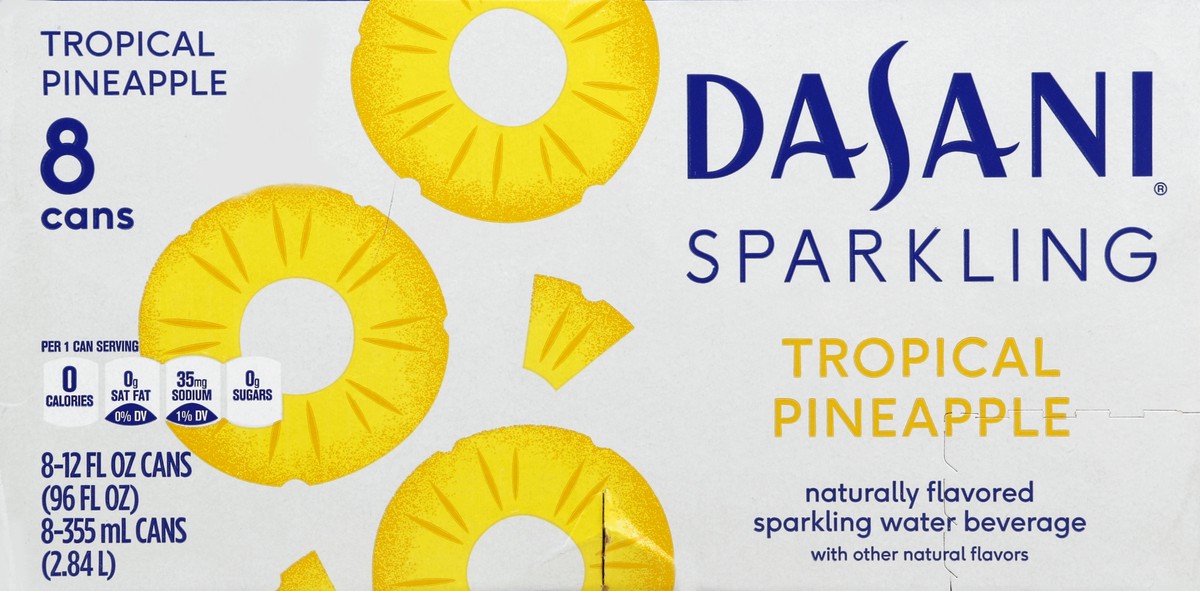 slide 5 of 6, DASANI Sparkling Water Tropical Pineapple Zero Calories, 12 fl oz, 8 Pack, 8 ct; 12 fl oz