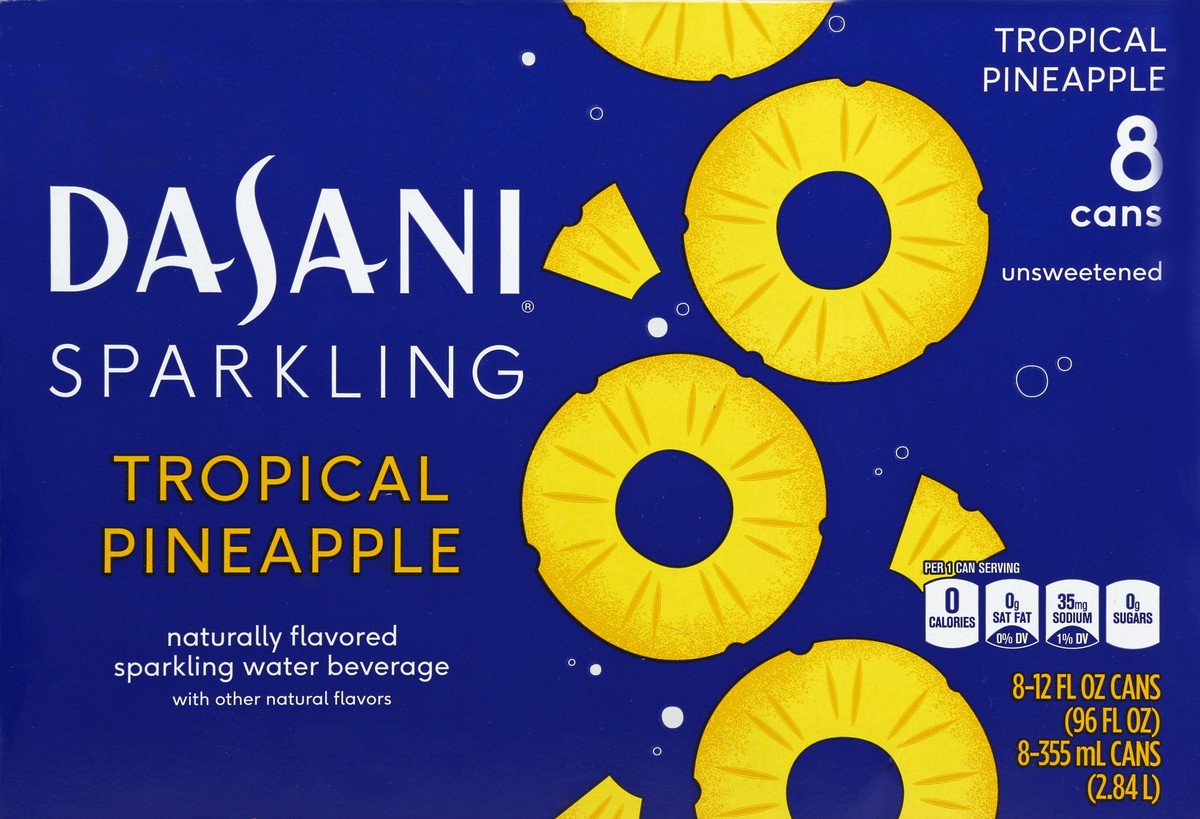 slide 4 of 6, DASANI Sparkling Water Tropical Pineapple Zero Calories, 12 fl oz, 8 Pack, 8 ct; 12 fl oz