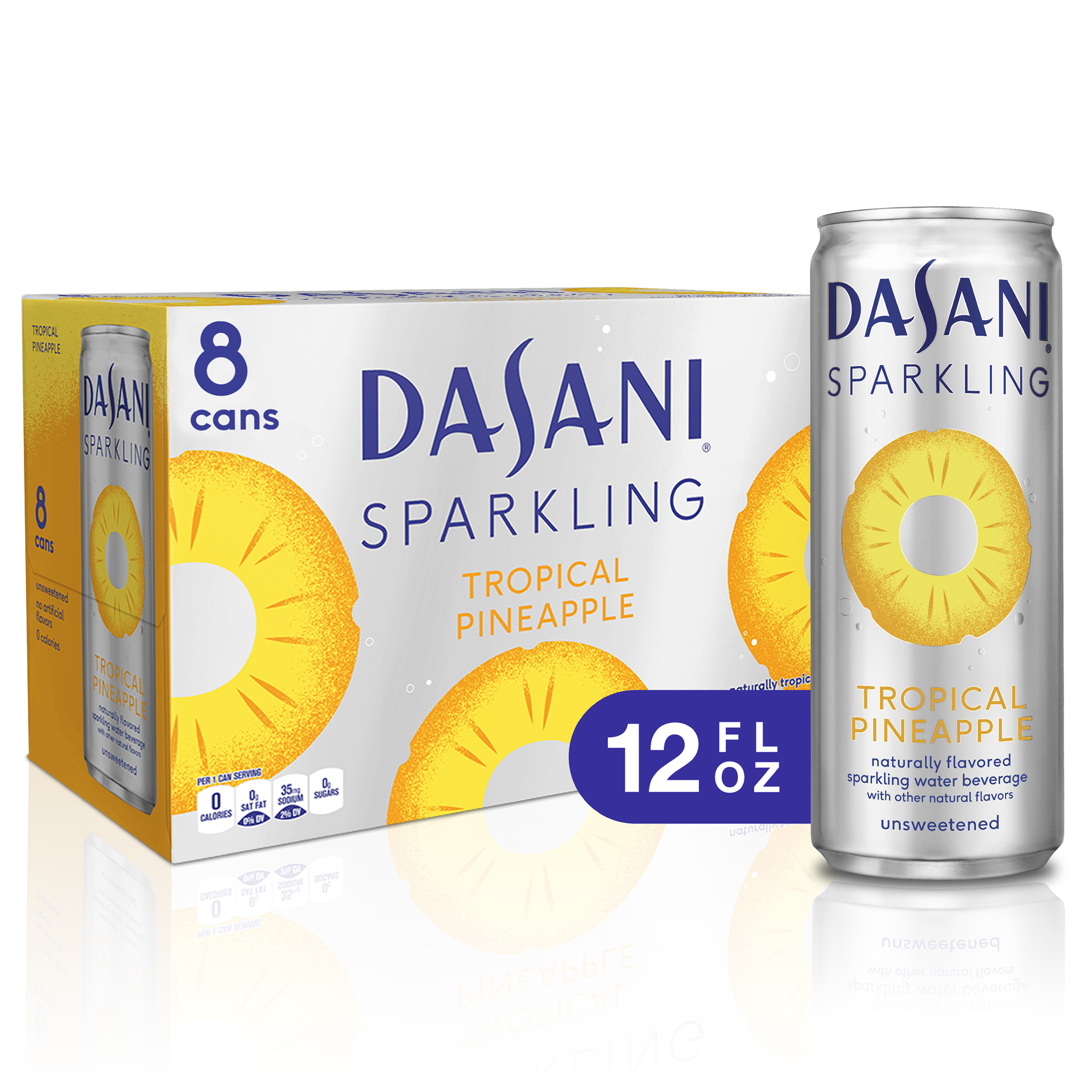 slide 1 of 6, DASANI Sparkling Water Tropical Pineapple Zero Calories, 12 fl oz, 8 Pack, 8 ct; 12 fl oz