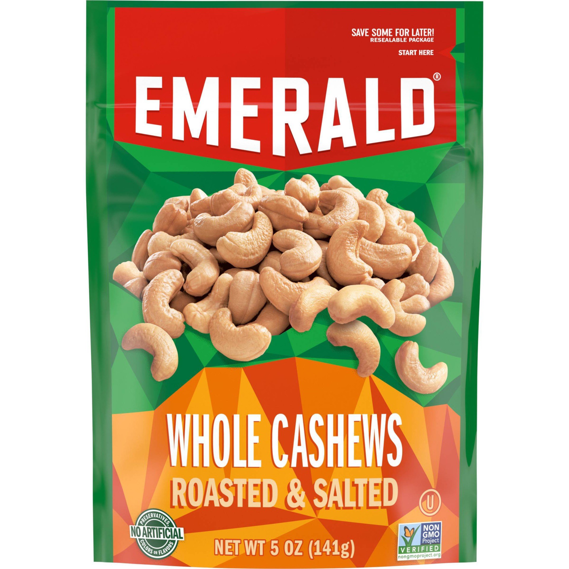 slide 1 of 5, Emerald Roasted & Salted Whole Cashews, 5 oz