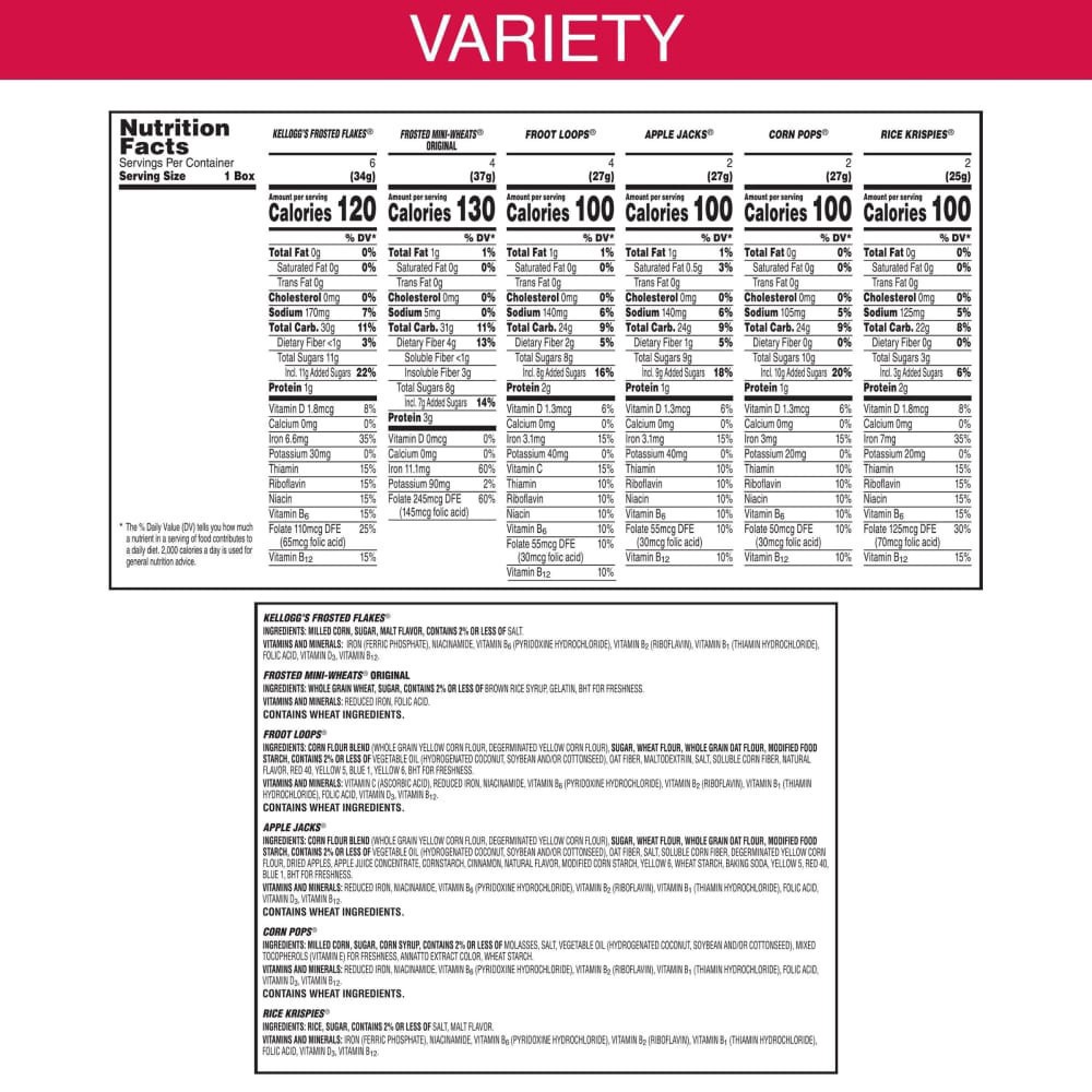 slide 4 of 6, Kellogg's Assortment Pack Breakfast Cereal, Single Serve Cereal To Go, Kids Snacks, Variety Pack, 21.8oz Box (20 Boxes), 21.80 oz