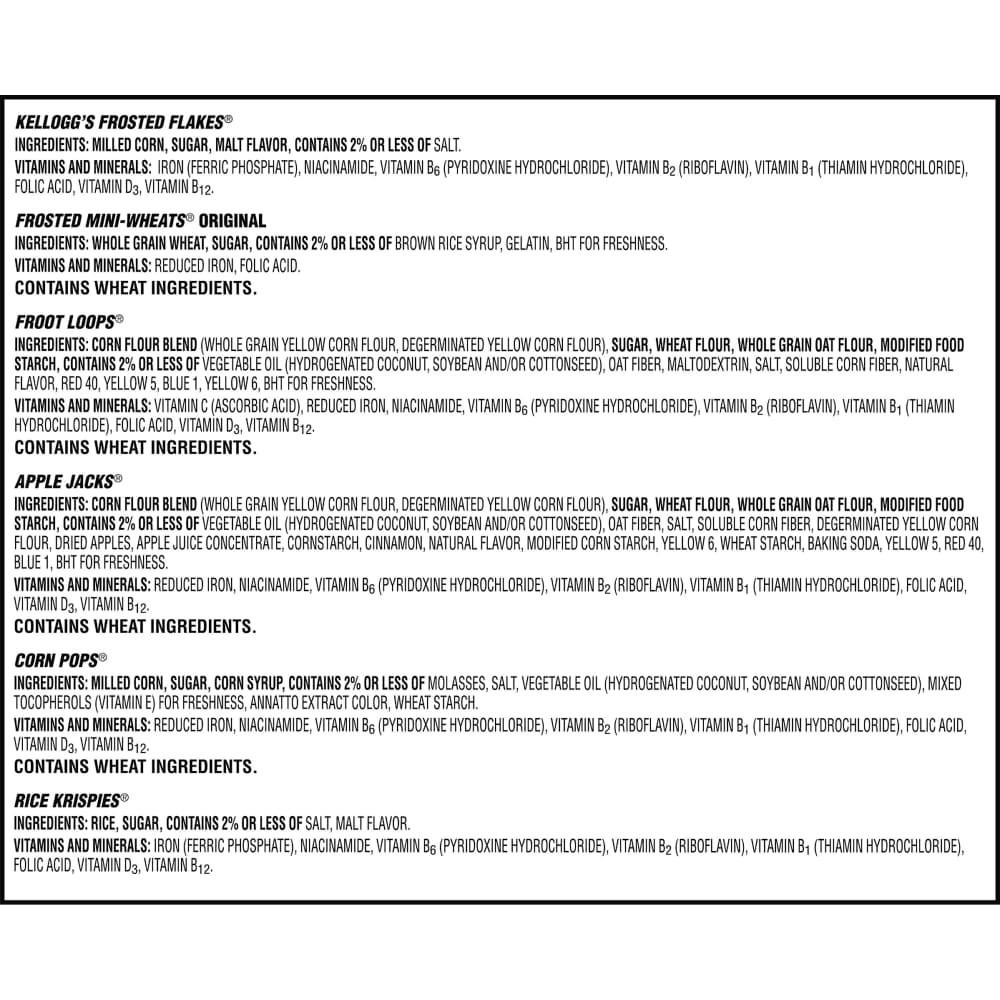 slide 5 of 6, Kellogg's Assortment Pack Breakfast Cereal, Single Serve Cereal To Go, Kids Snacks, Variety Pack, 21.8oz Box (20 Boxes), 21.80 oz