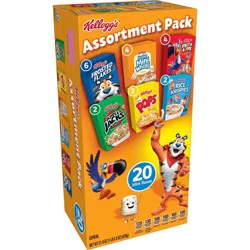 Kellogg''s Assortment Pack Breakfast Cereal, Single Serve Cereal To Go, Kids Snacks, Variety Pack, 21.8oz Box (20 Boxes)