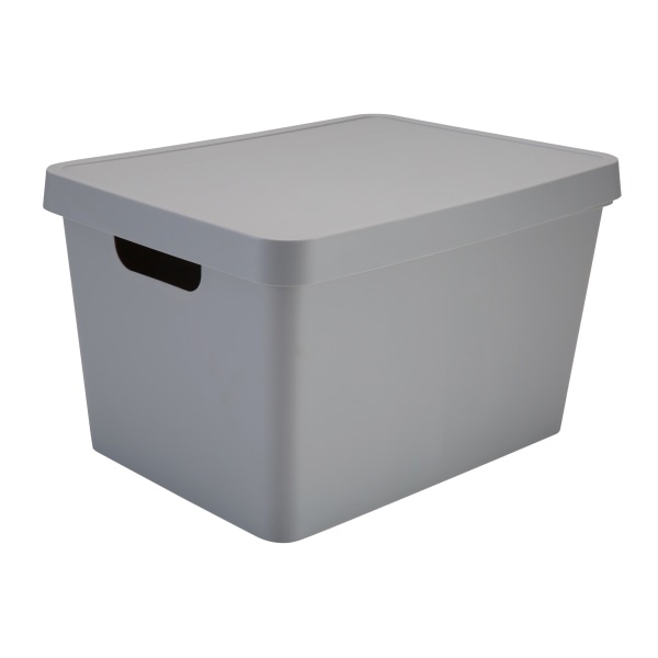 slide 1 of 4, Realspace Large Storage Box With Lid, 10-15/16'' X 14-1/2'' X 8-1/2'', Gray, 1 ct