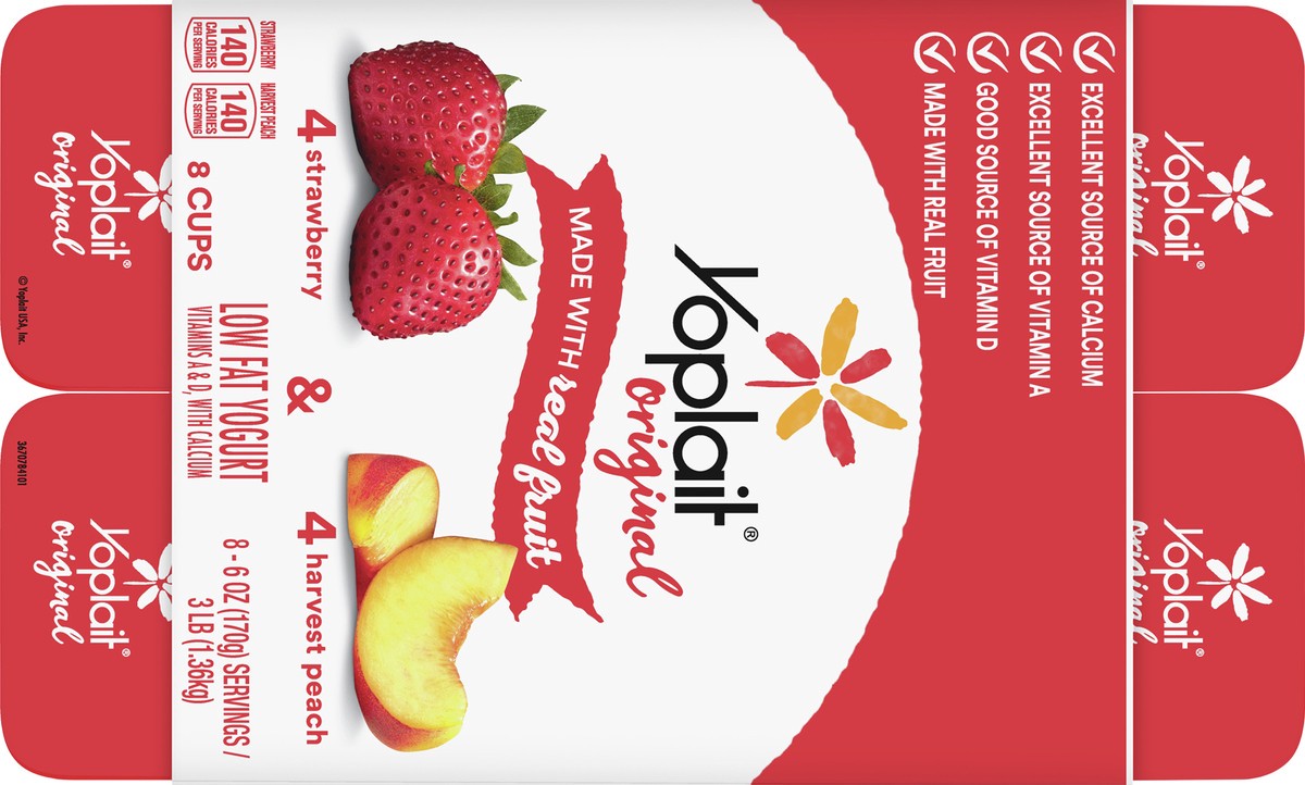 slide 9 of 9, Yoplait Original Low Fat Yogurt Pack, 8 Ct, 6 OZ Fruit Yogurt Cups, 8 ct