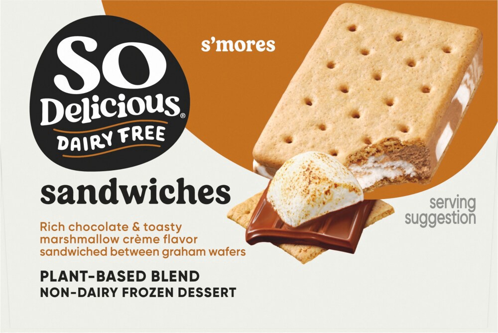 slide 3 of 4, SO Delicious® S'mores Pland Based Non-Dairy Ice Cream Sandwiches, 6 ct / 2.3 fl oz