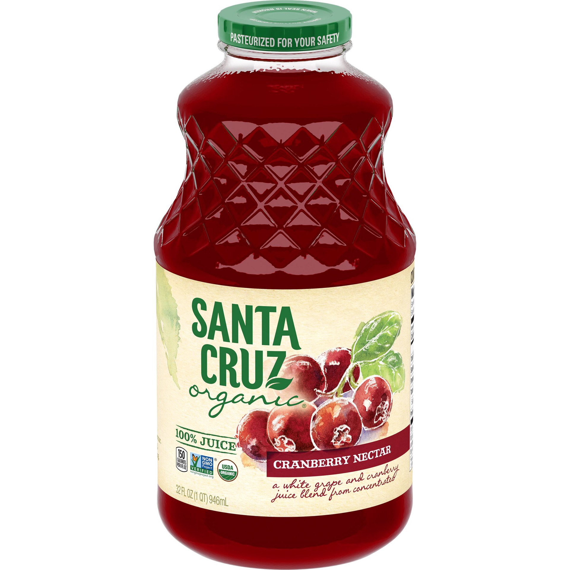 slide 1 of 1, Santa Cruz Organic Cranberry Nectar Juice Blend, 32 Ounces, 32 fl oz