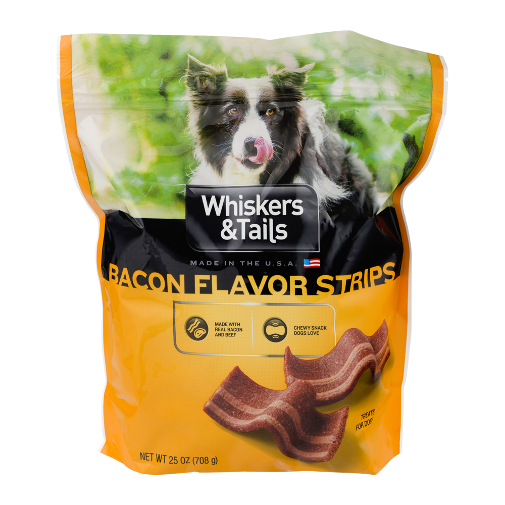 slide 1 of 1, Whiskers & Tails Bacon Flavor Strips, 25 oz