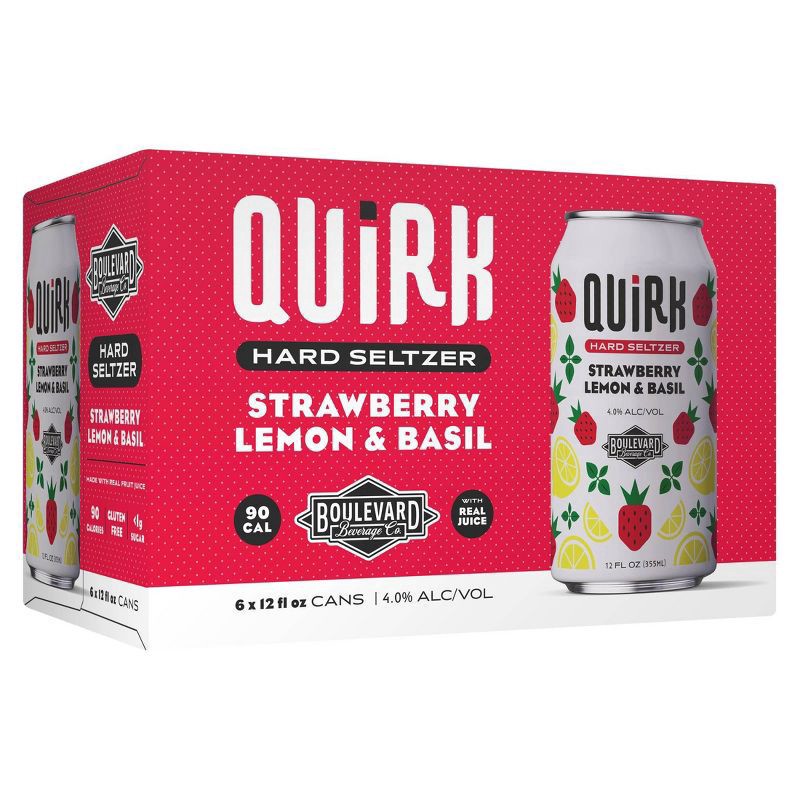 slide 1 of 3, Boulevard Brewing Company Boulevard Brewing Co. Quirk Strawberry Lemon Basil 6 Pack, 12 fl oz