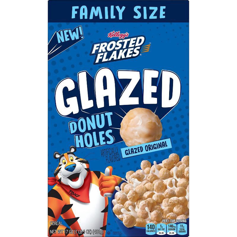 slide 9 of 9, Kellogg's Frosted Flakes Glazed Donut Holes Breakfast Cereal- 17 oz, 17 oz
