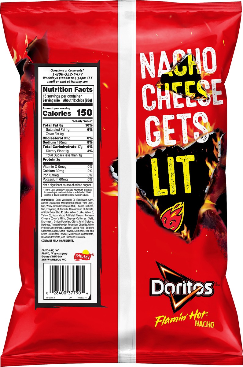 slide 5 of 5, Doritos Flavored Tortilla Chips Flamin' Hot Nacho 15 Oz Party Size, 15 oz