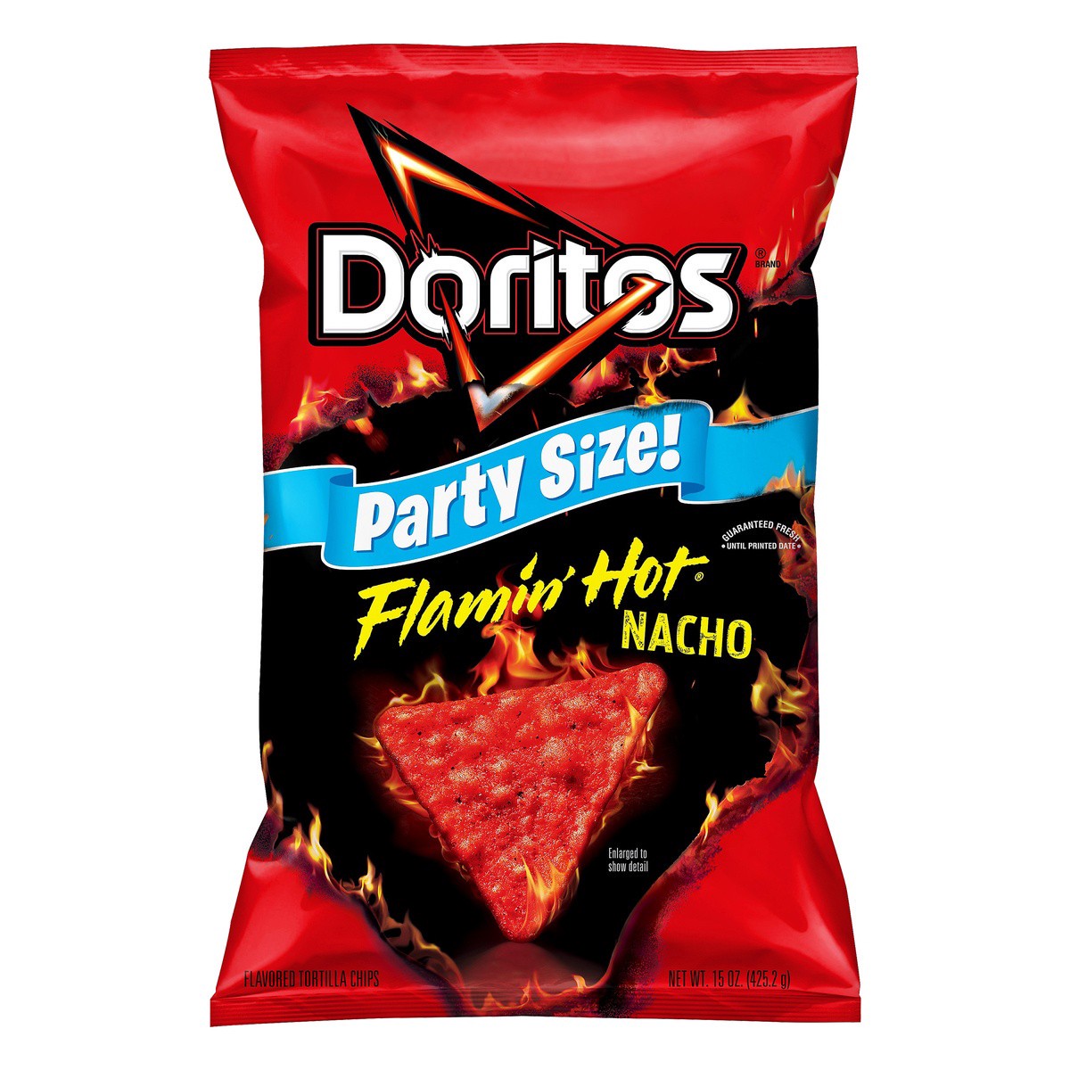 slide 1 of 5, Doritos Flavored Tortilla Chips Flamin' Hot Nacho 15 Oz Party Size, 15 oz