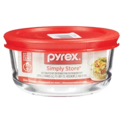 Pyrex Storage Plus 1-cup Round, Red Plastic Cover
