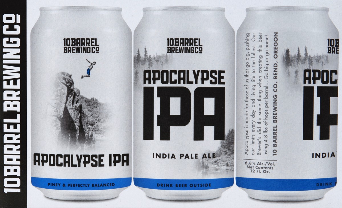 slide 2 of 4, 10 Barrel Brewing Co. Apocalypse IPA Craft Beer, 6 Pack 12 fl. oz. Cans, 6.8% ABV, 6 ct