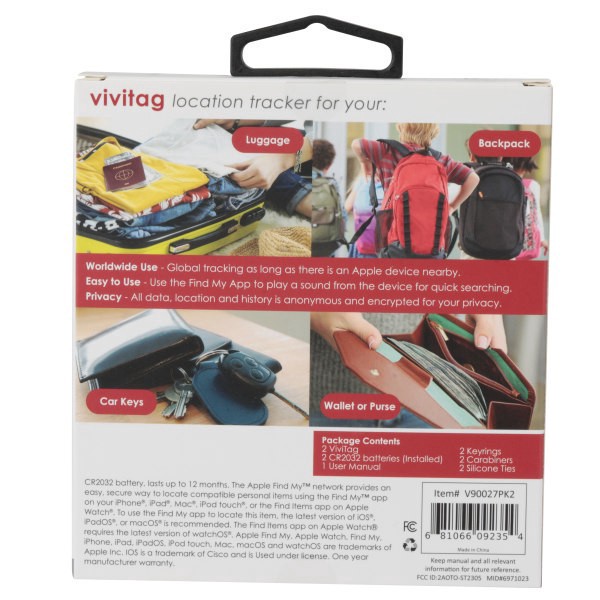 slide 5 of 7, Vivitar Vivitag Bluetooth Trackers, Black, Pack Of 2 Trackers, 2 ct