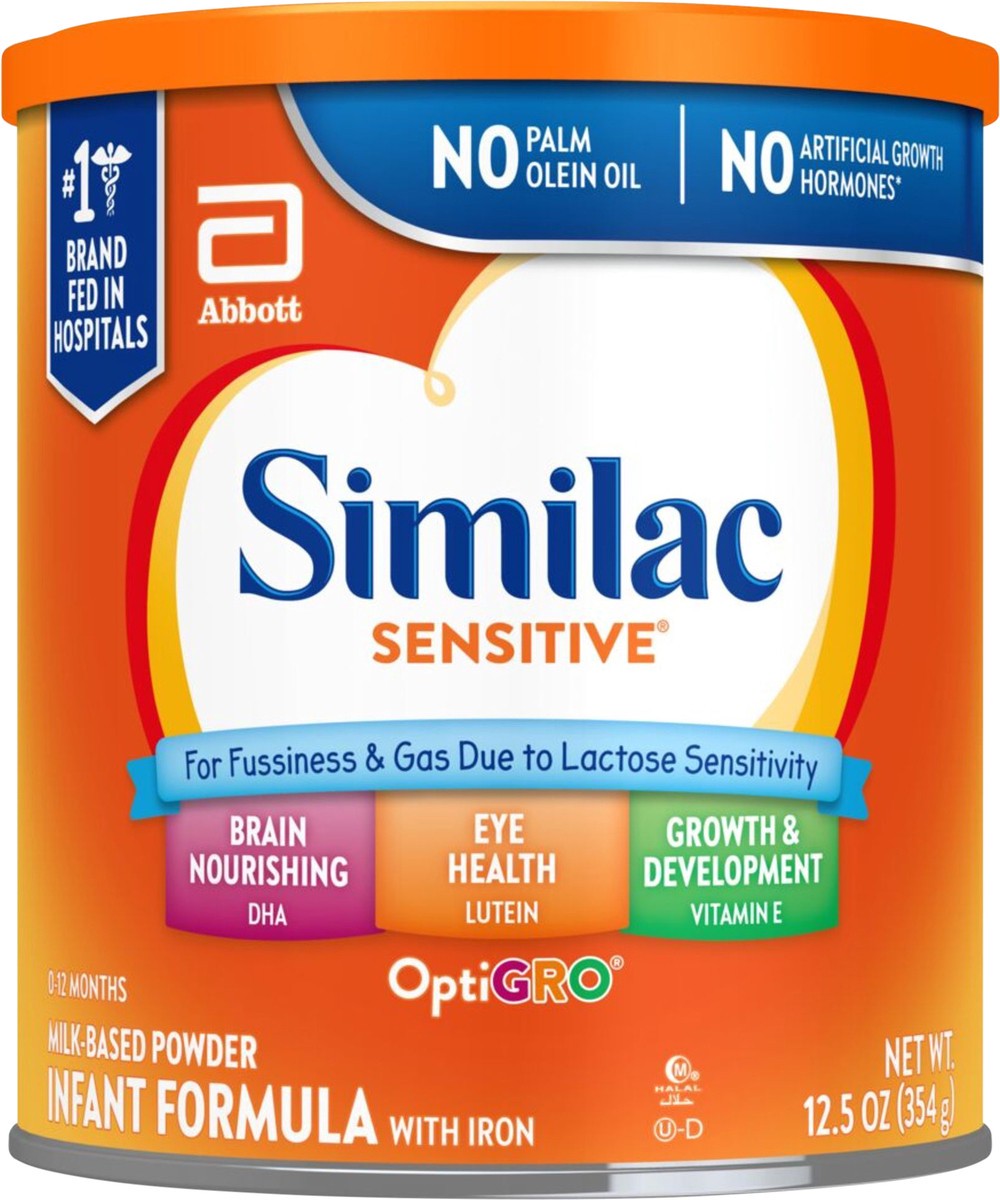 slide 5 of 11, Similac Sensitive OptiGro Milk-Based Powder Infant Formula with Iron Stage 1 12.5 oz, 12.5 oz