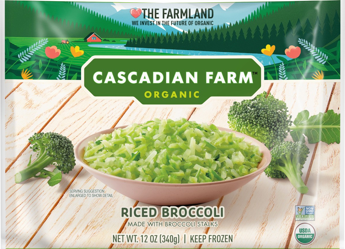 slide 3 of 14, Cascadian Farm Organic Riced Broccoli, Premium Frozen Vegetable, Non-GMO, 12oz, 12 oz