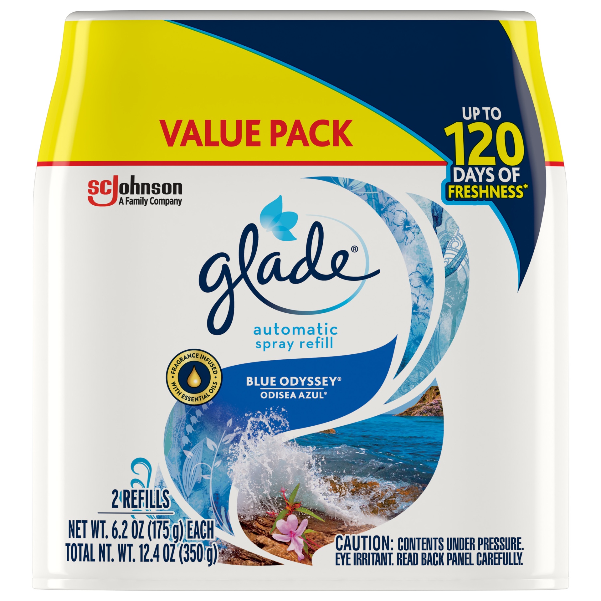 slide 1 of 7, Glade Automatic Spray Air Freshener Refill, Blue Odyssey, 2 ct