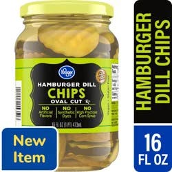 Kroger Oval Cut Hamburger Dill Pickle Chips