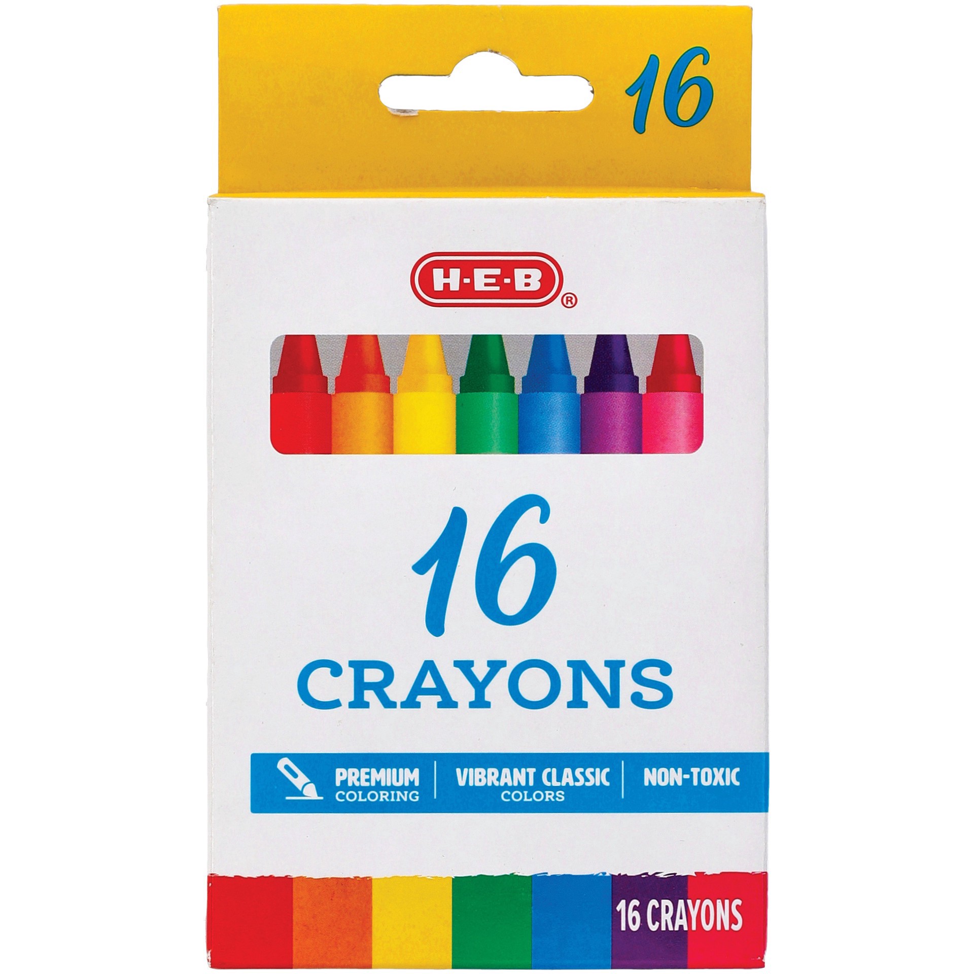 slide 1 of 1, H-E-B Crayons, 16 ct