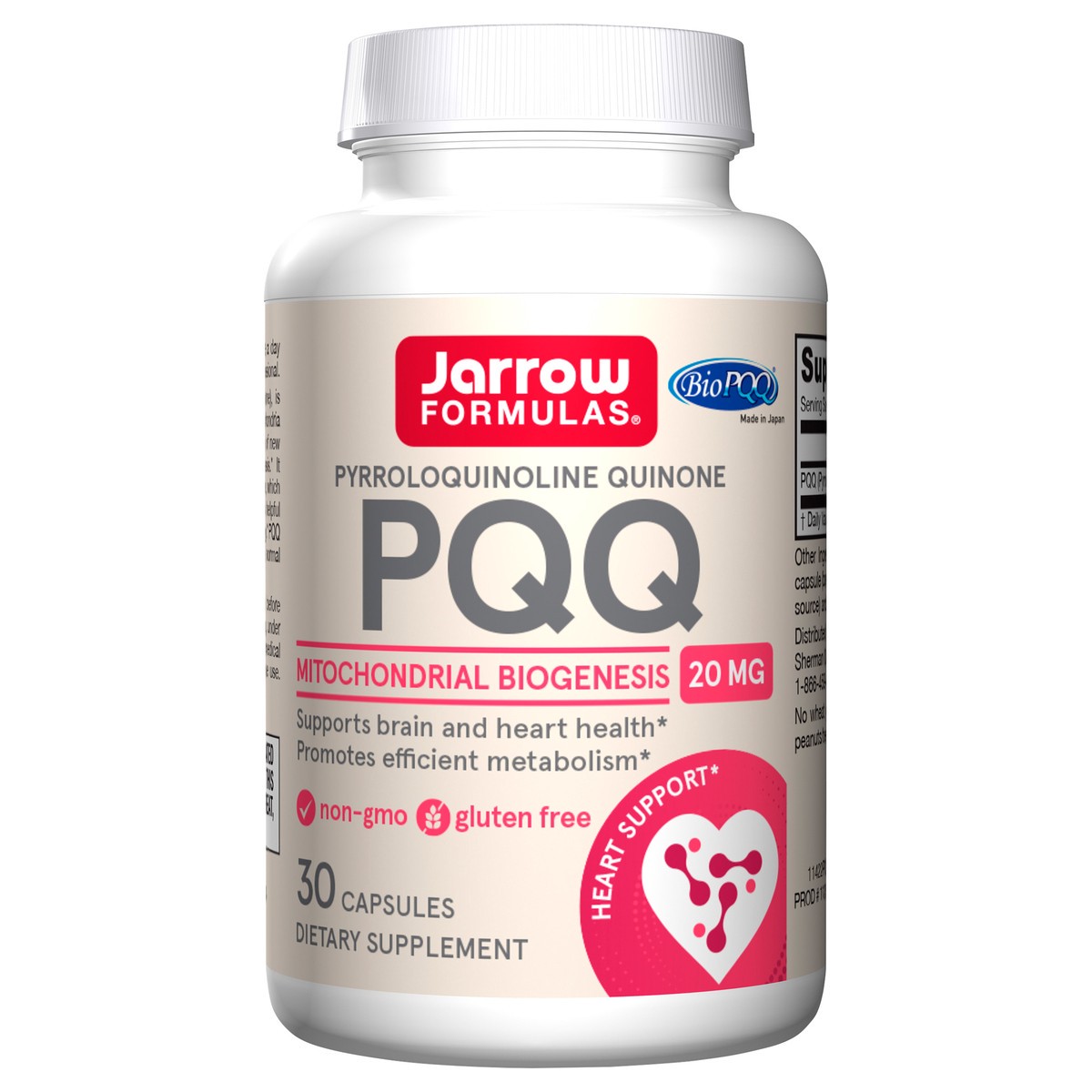 slide 1 of 1, Jarrow Formulas PQQ 20 mg - 30 Capsules - Promotes Mitochondrial Biogenesis - Dietary Supplement Supports Heart & Brain Health - 30 Servings , 30 ct