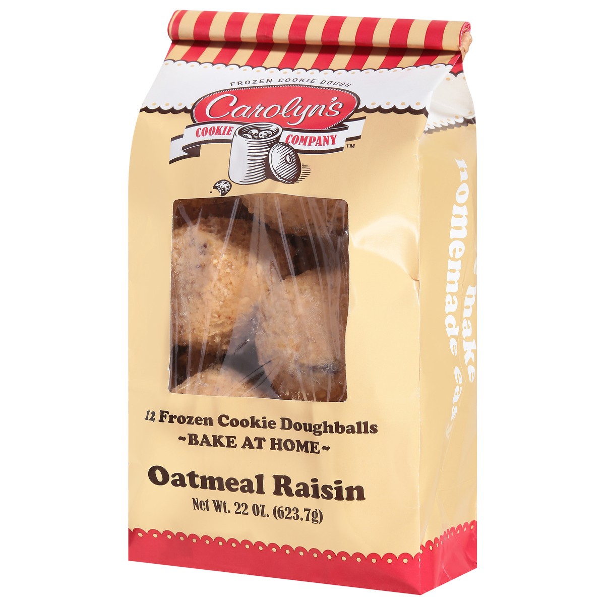 slide 6 of 13, Carolyn's Cookie Company Frozen Oatmeal Raisin Cookie Doughballs 12 ea, 22 oz