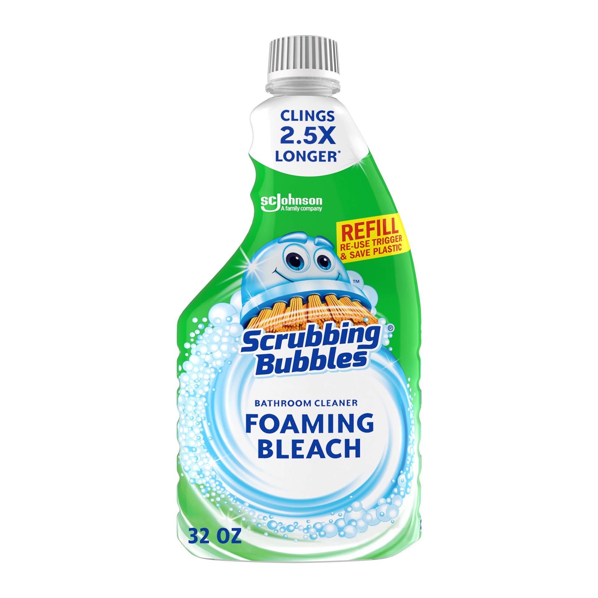 slide 2 of 3, Scrubbing Bubbles Foaming Bleach Bathroom Cleaner, Refill Bottle, 32 oz, 32 oz