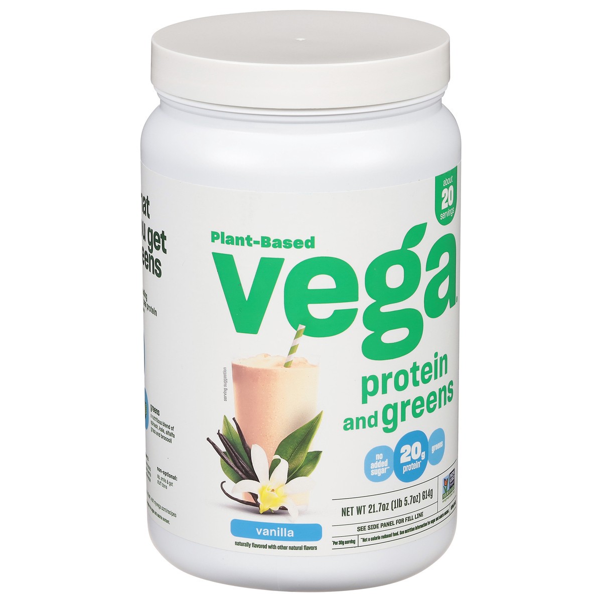 slide 2 of 9, Vega Protein & Greens Vanilla Protein Powder, 21.7 oz