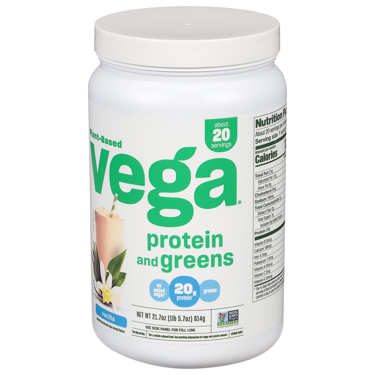 slide 3 of 9, Vega Protein & Greens Vanilla Protein Powder, 21.7 oz