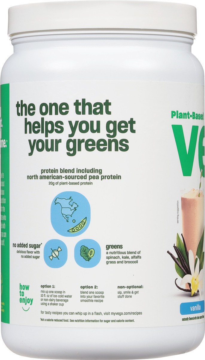 slide 7 of 9, Vega Protein & Greens Vanilla Protein Powder, 21.7 oz