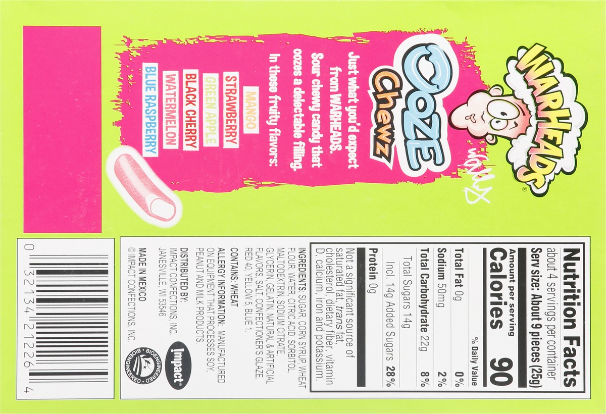 slide 6 of 13, Warheads Ooze Chewz Fruity Flavors Chewy Candy 3.5 oz, 3.5 oz