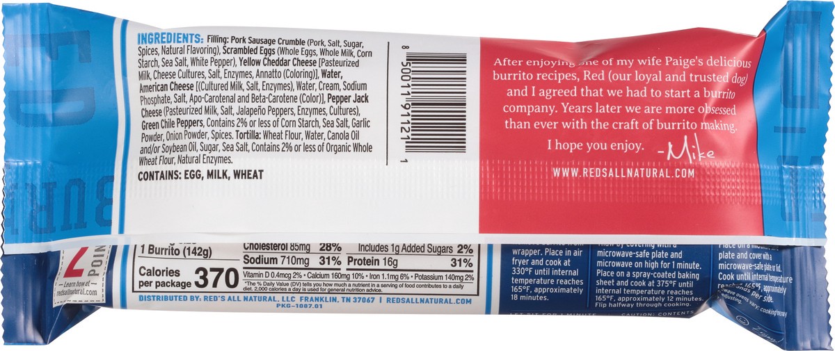 slide 2 of 9, Red's, Sausage, Egg & Cheese Breakfast Burrito, 5 oz, 5 oz