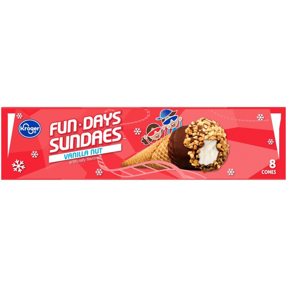 slide 3 of 4, Kroger Fun Days Sundaes Vanilla Nut Frozen Dairy Dessert Cones, 36.8 oz