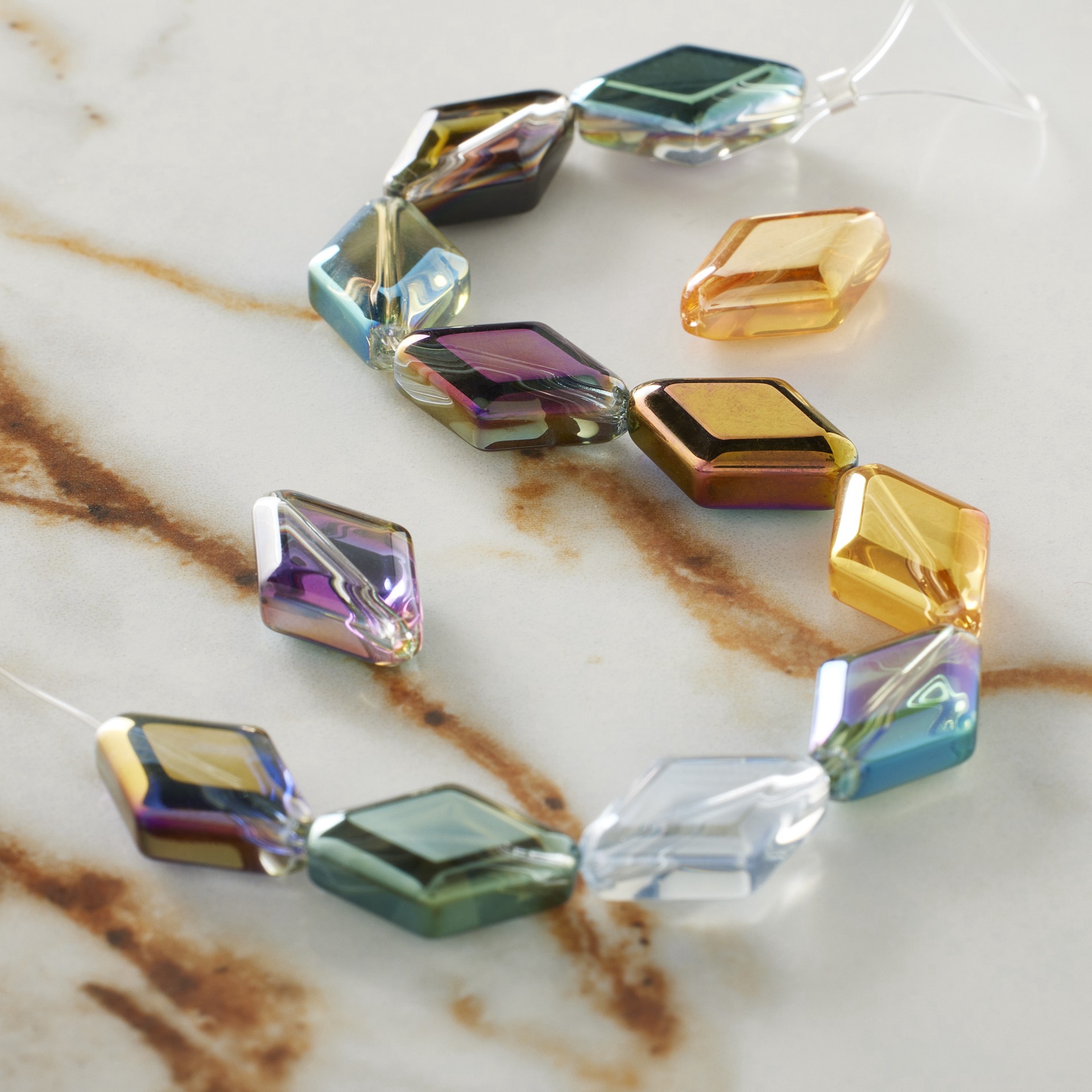 slide 3 of 3, Multicolor Glass Diamond Beads, 10mm By Bead Landing, 10mm