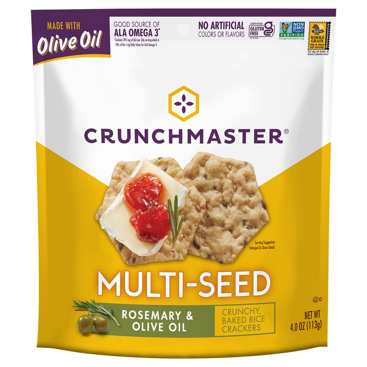 slide 1 of 3, Crunchmaster Multi-Seed Rosemary & Olive Oil Crackers 4.0 oz, 4 oz