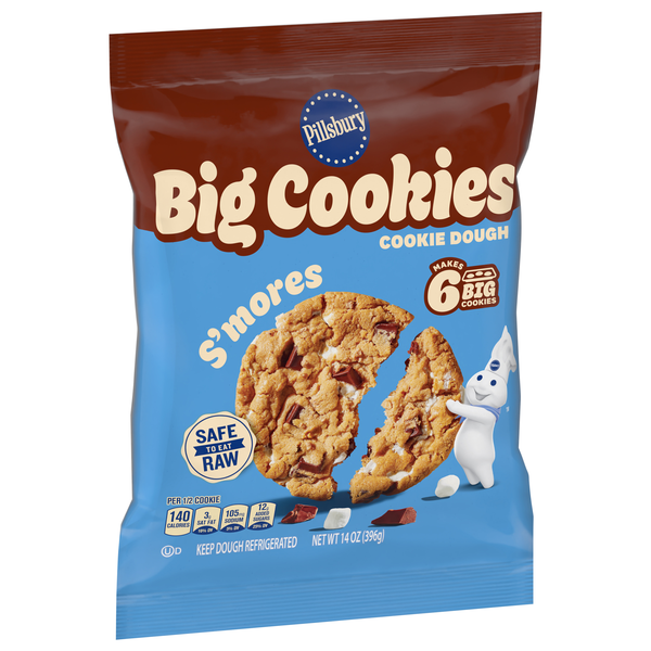 slide 1 of 1, Pillsbury Big Cookies S'mores Cookie Dough 6 Count, 14 OZ, 14 oz