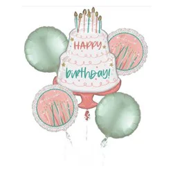 Helium Balloon Bouquet Birthday Cake, 5 Count