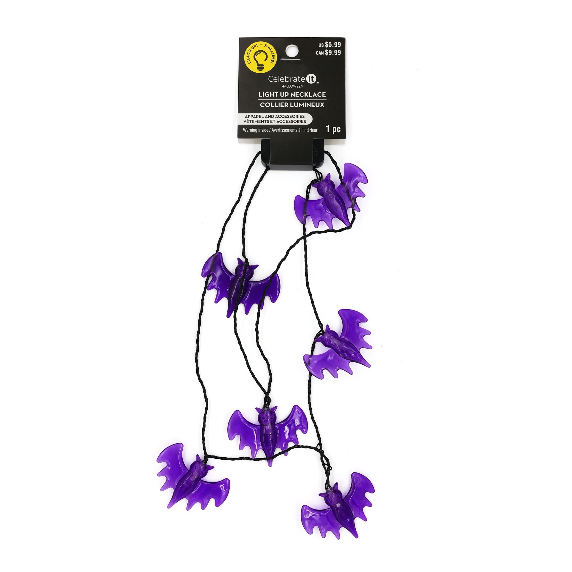 slide 2 of 4, Purple Bats Light-Up Necklace By Celebrate It, 1 ct