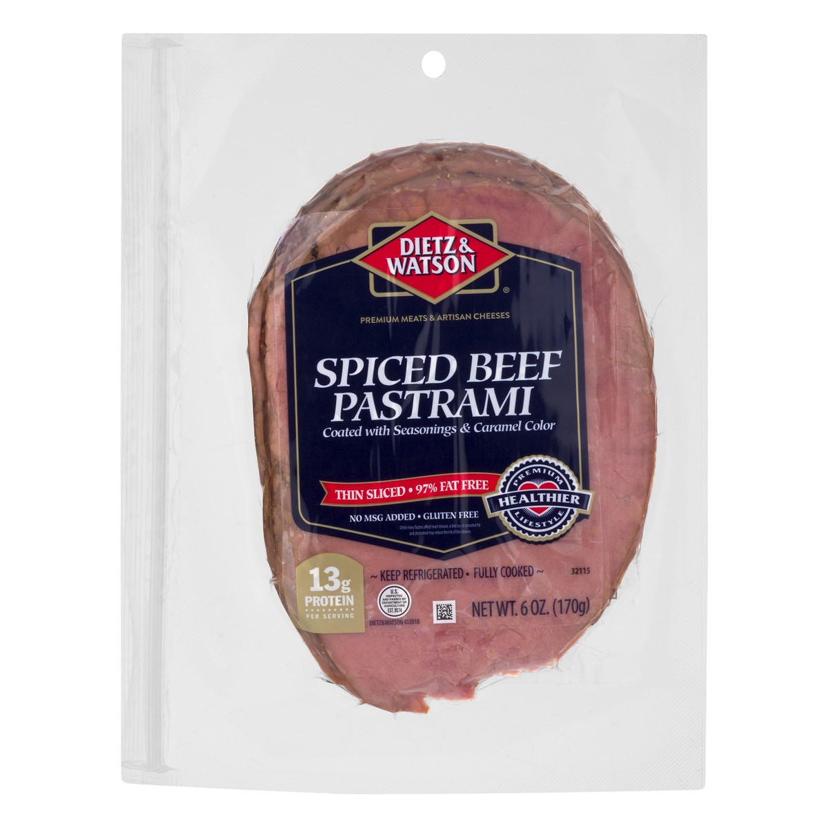 slide 1 of 1, Dietz & Watson Beef Pastrami Thin Slice, 6 oz