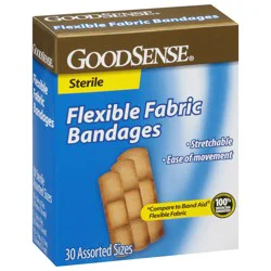 Good Sense Assorted Sizes Flexible Fabric Sterile Bandages 30 ea