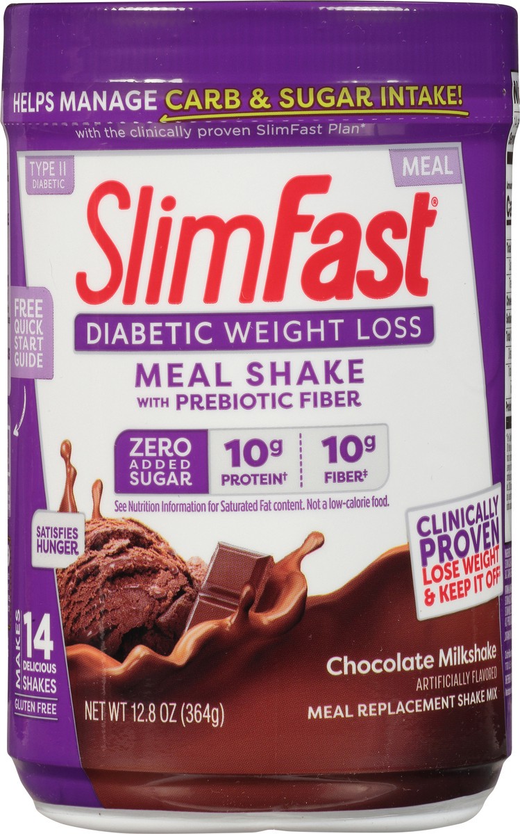 slide 5 of 6, SlimFast Diabetic Weight Loss Chocolate Milkshake Meal Replacement Shake Mix, 12.8 oz