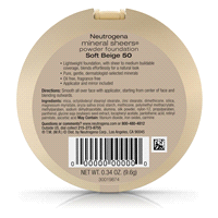 slide 17 of 21, Neutrogena Mineral Sheers Compact Powder Foundation, Lightweight & Oil-Free Mineral Foundation, Fragrance-Free, Soft Beige 50,.34 oz, 0.34 oz