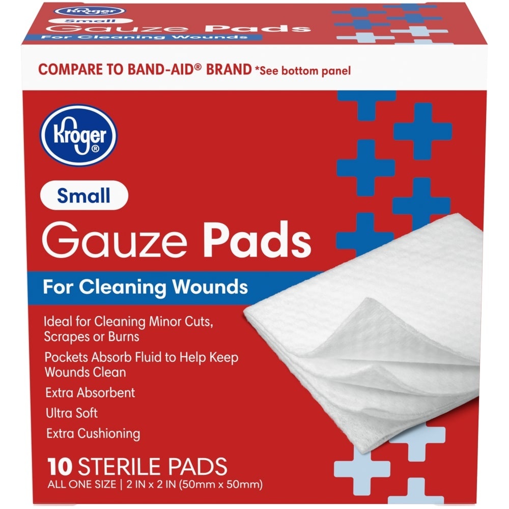 slide 1 of 1, Kroger 2X2 Inch Small Gauze Pads, 10 ct