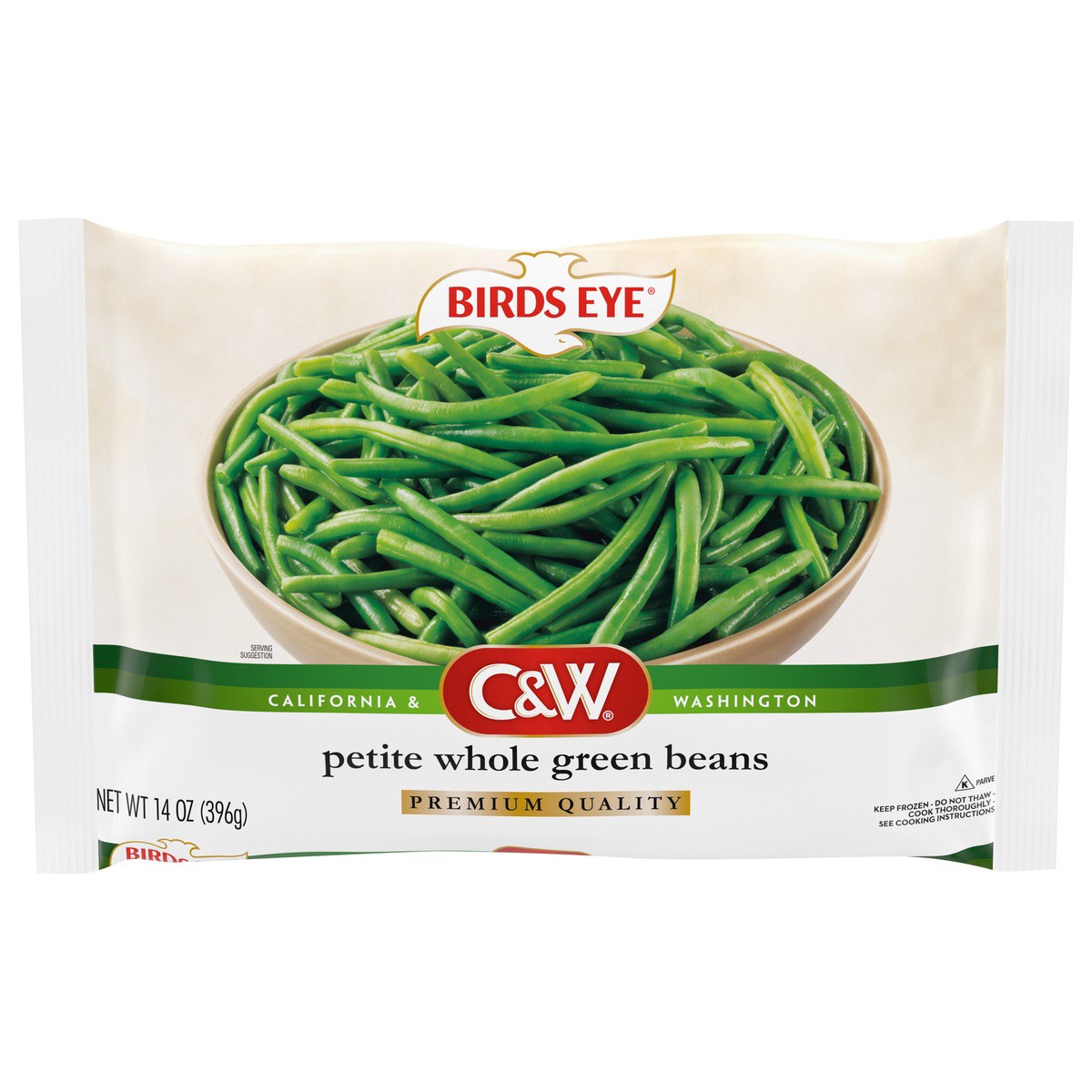 slide 1 of 5, Birds Eye C&W Petite Whole Green Beans, Frozen Vegetable, 14 OZ, 