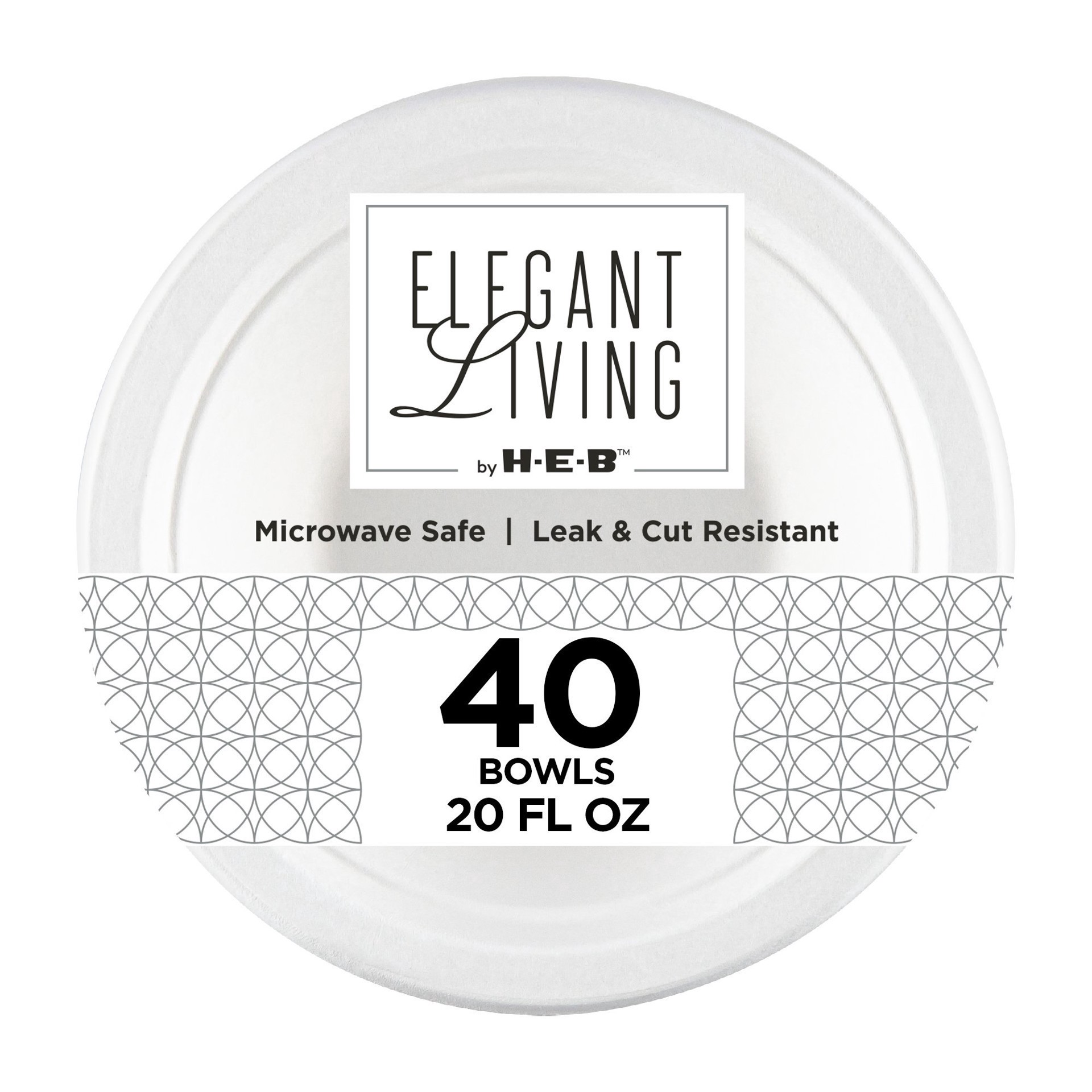 slide 1 of 1, H-E-B Elegant Living 20 oz Bowls, 40 ct