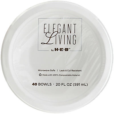 slide 1 of 1, H-E-B Elegant Living 20 oz Bowls, 40 ct