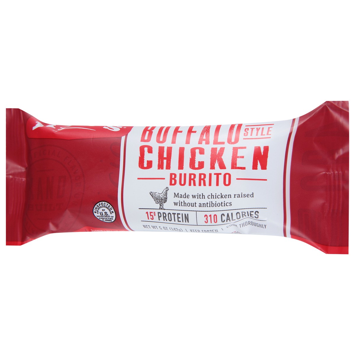 slide 5 of 9, Red's Burrito, Chicken, Buffalo Style, 5 oz