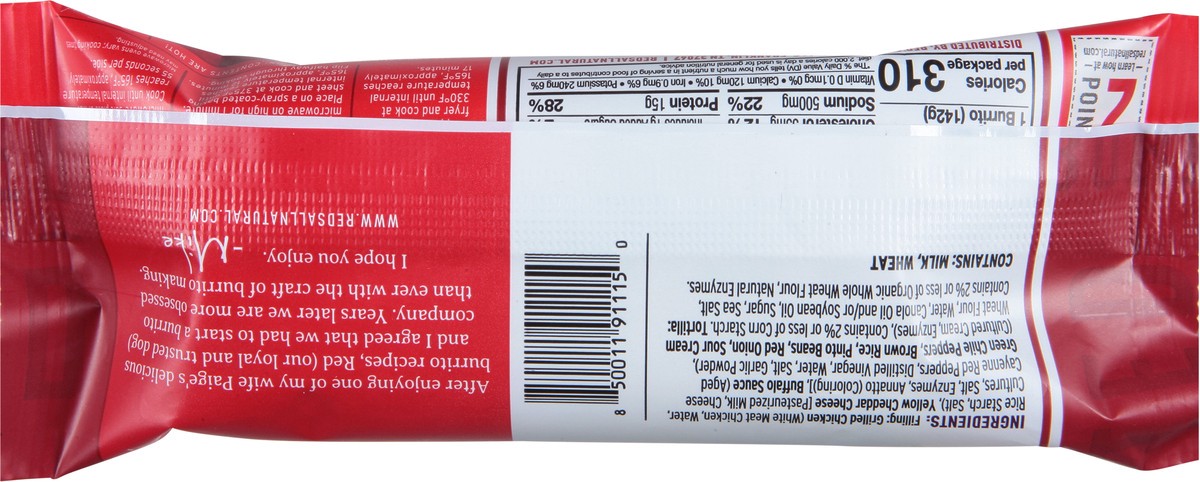 slide 4 of 9, Red's Burrito, Chicken, Buffalo Style, 5 oz